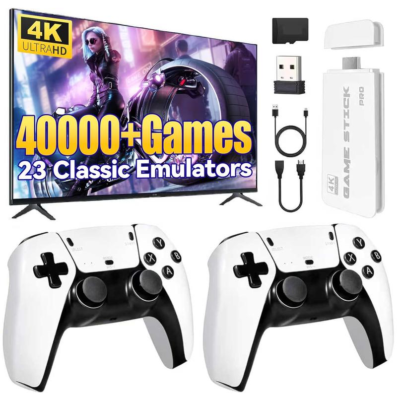 Dual Wireless Controller Retro Game Stick - 4K 40000+ Games