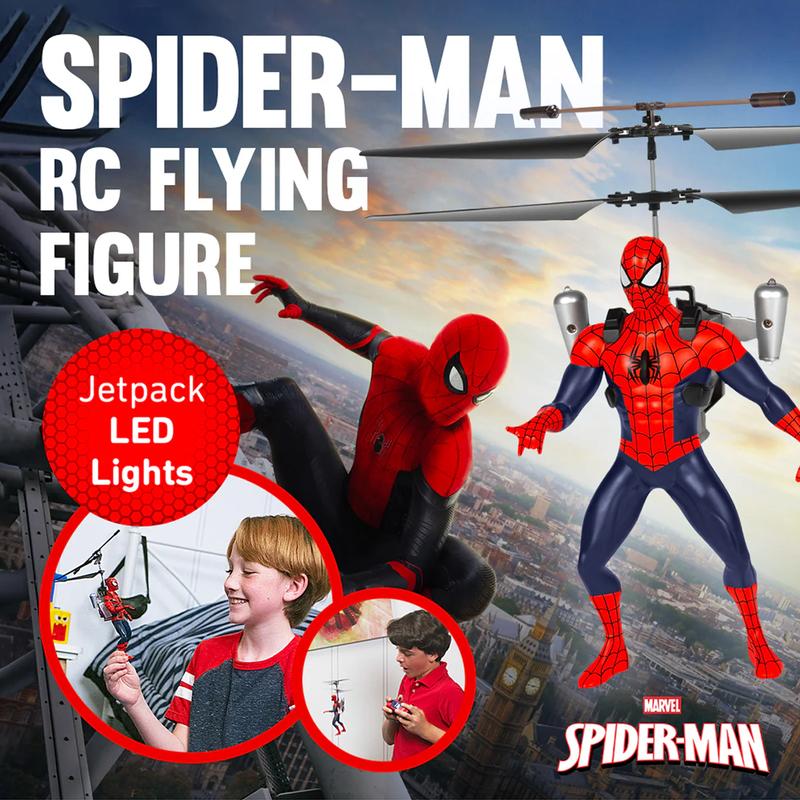 Marvel Spider-Man RC Helicopter: Licensed, LED Lights, Stable Control, Gift for Kids 6+